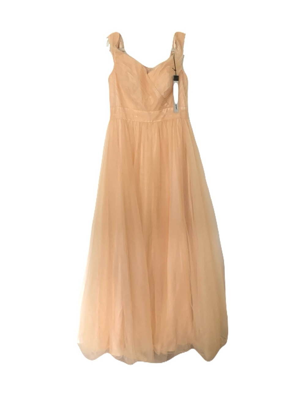 NWT Ieena by Mac Duggal Maxi Ball Gown Size 16 Champage Formal Wedding Cotillion